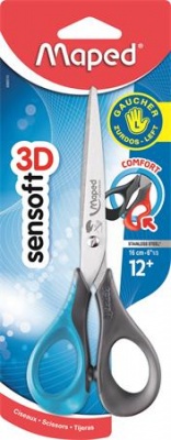 Olló, általános, 16 cm, balkezes, MAPED "Sensoft 3D", vegyes színek