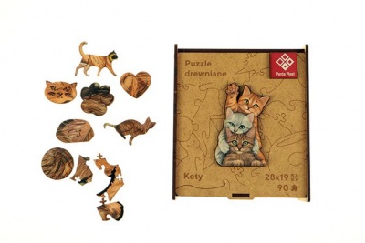 Puzzle, fa, A4, 90 darabos, PANTA PLAST "Cat`s Family"